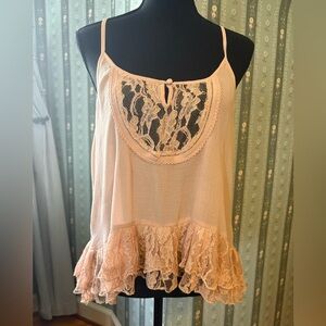 Kimchi Blue Pink Lace Ruffled Camisole